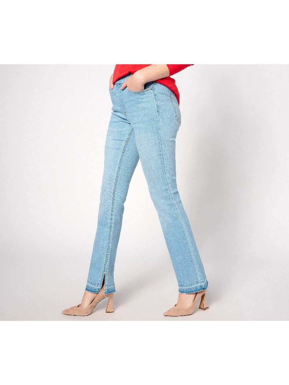 Isaac Mizrahi Live Jeans Size 6 Petite True Denim Mini Bootcut Released Hem Blue